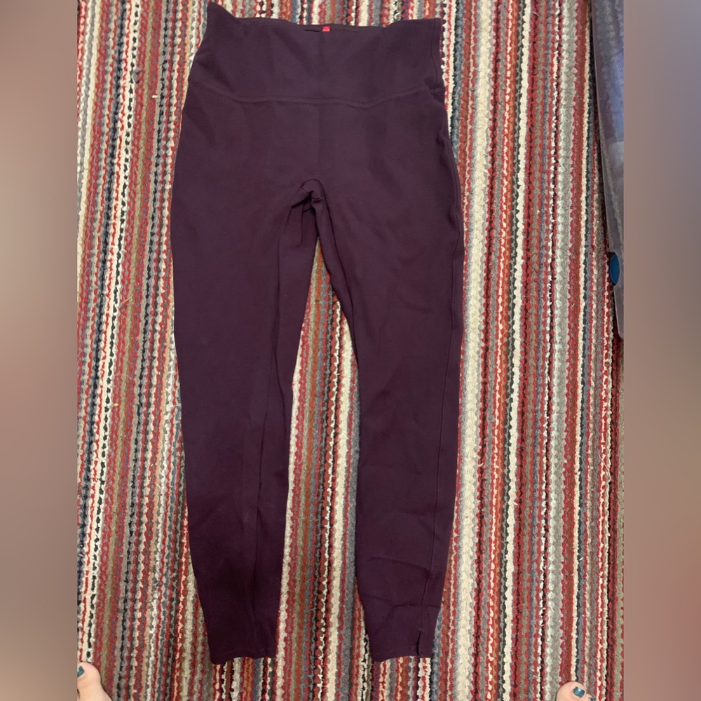 Spanx Plum Colored Leggings Lg Tall Split Hem